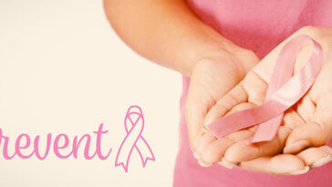Prevent breast cancer awareness ribbon against woman d