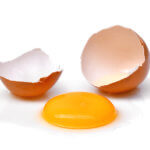 Cracked Egg With Egg Shell, Egg Yolk And Egg White